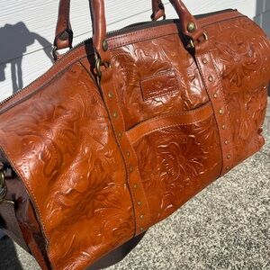 Patricia Nash Milano weekender Floral Embossed Leather Duffel Bag